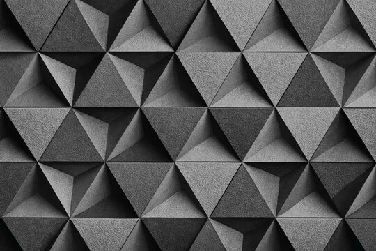 Abstract black geometric 3D triangle pattern background, modern dark polygon texture