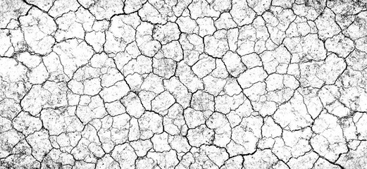 High contrast black and white cracked earth texture. Abstract background of dried mud or parched...