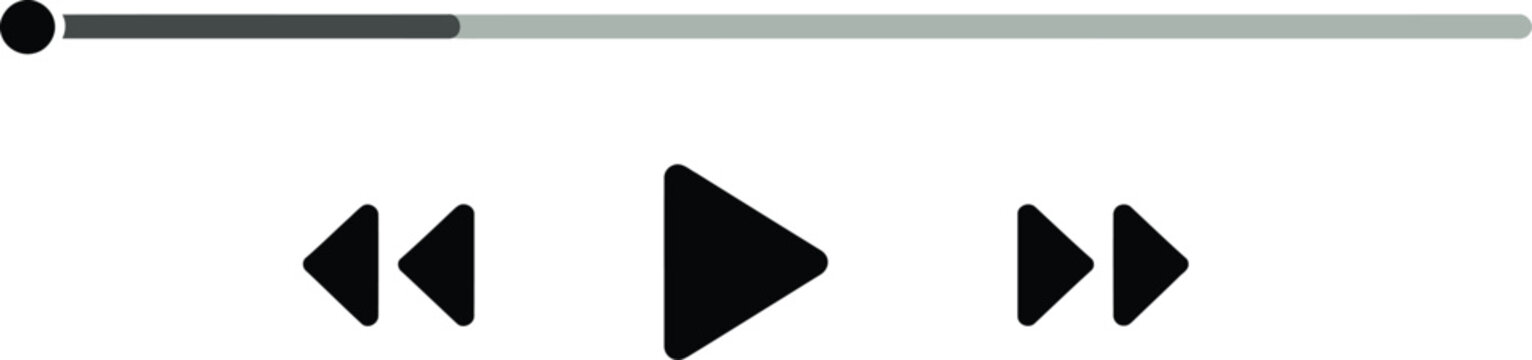 Minimalist media player interface with progress bar and navigation buttons for controlling audio and video playback