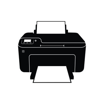 Black and white illustration of a modern printer