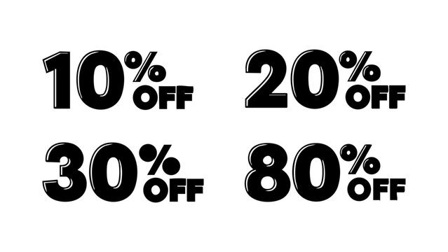 Professional black and white discount badge set ideal for corporate branding, premium marketing campaigns, and minimal style promotions.
