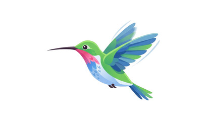 Obraz premium Colorful hummingbird vector illustration hovering isolated on white background for nature and wildlife design