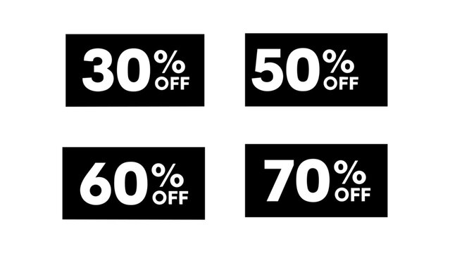 Professional black and white discount badge set ideal for corporate branding, premium marketing campaigns, and minimal style promotions.