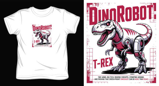 Dinosaur robot t-rex street wear design for t-shirt print.