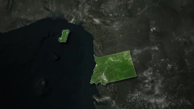 EQUATORIAL GUINEA Map Animation with White Borders, Digital Country Borders and Light Transition Background