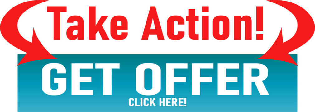 Vibrant call-to-action button promoting an offer with clickable text isolated on transparent background
