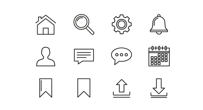 Collection of web interface icons.