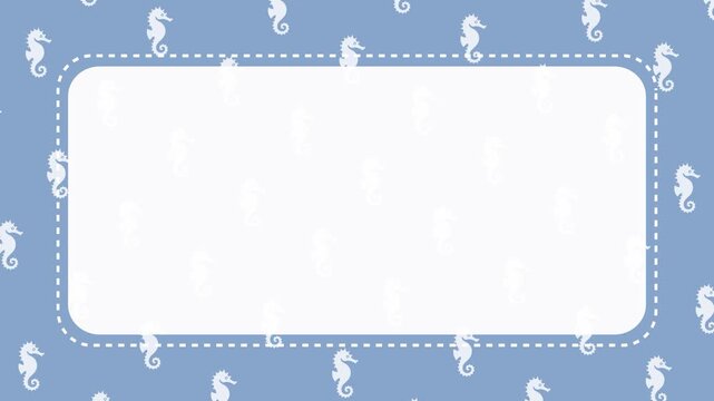 Seahorse Pattern Animation | Marine Ocean Seamless Background Design on Blue Copy Space