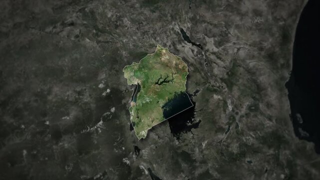 UGANDA Map Animation with White Borders, Digital Country Borders and Light Transition Background