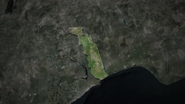 TOGO Map Animation with White Borders, Digital Country Borders and Light Transition Background
