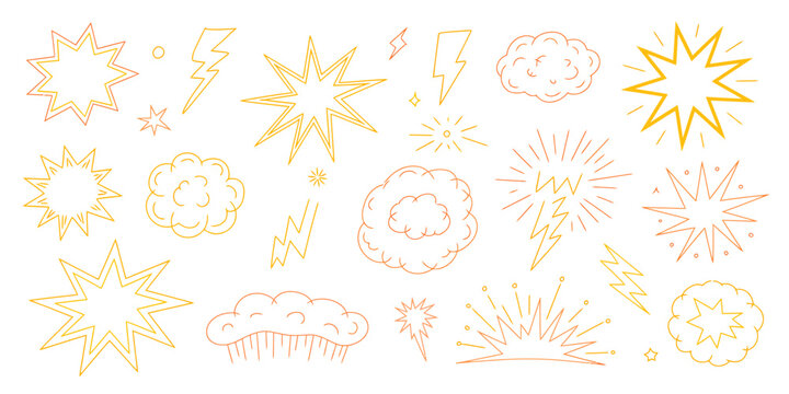 comic book explosion and lightning bolt graphics