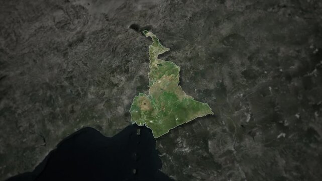 CAMEROON Map Animation with White Borders, Digital Country Borders and Light Transition Background