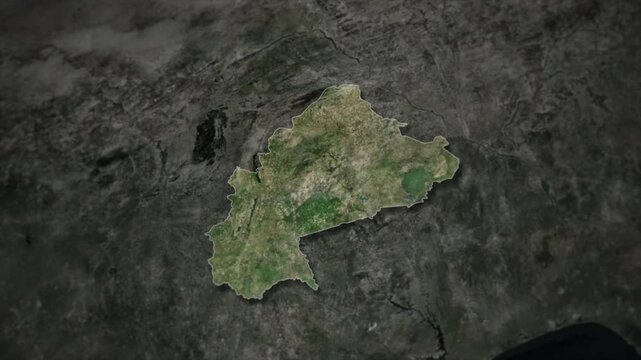 Burkina Faso Map Animation with White Borders, Digital Country Borders and Light Transition Background