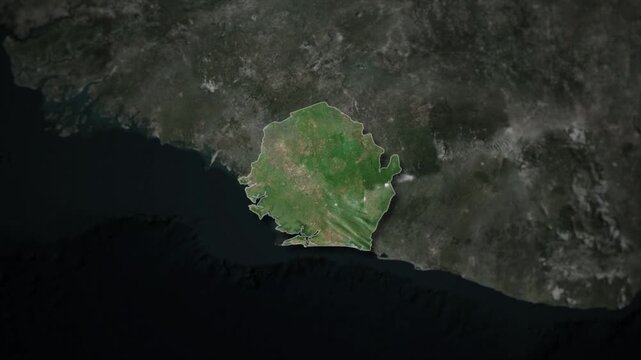 SIERRA LEONE Map Animation with White Borders, Digital Country Borders and Light Transition Background