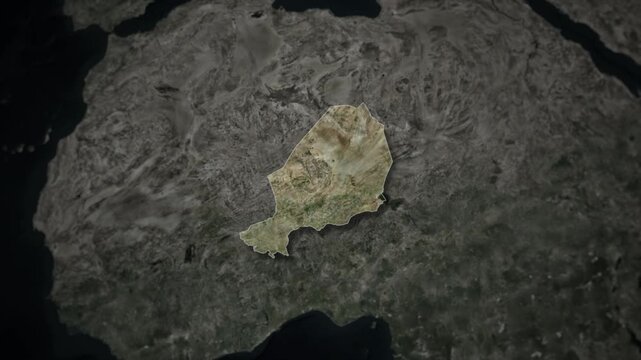 NIGER Map Animation with White Borders, Digital Country Borders and Light Transition Background