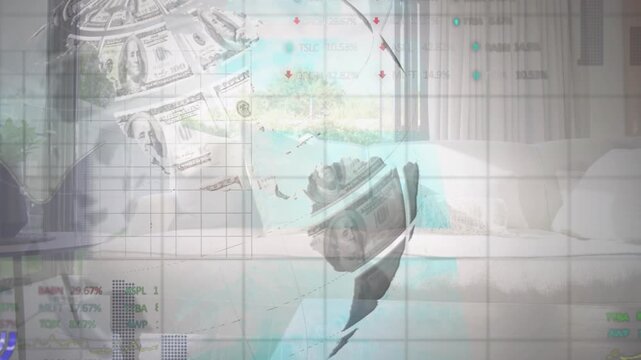 Animation of text with globe and network of connections