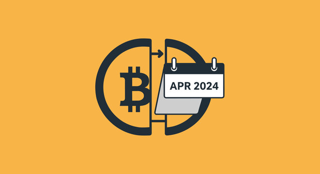 Flat minimalist illustration of bitcoin halving concept,