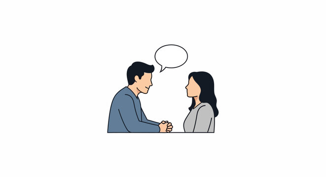 Man and woman talking face to face.