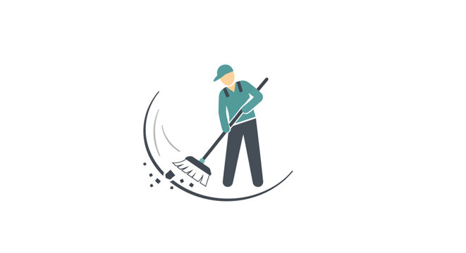 Man cleaning with a broom tool.