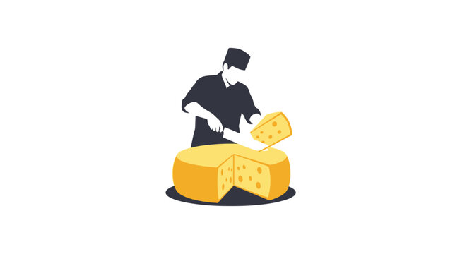 Man cutting a block of cheese.