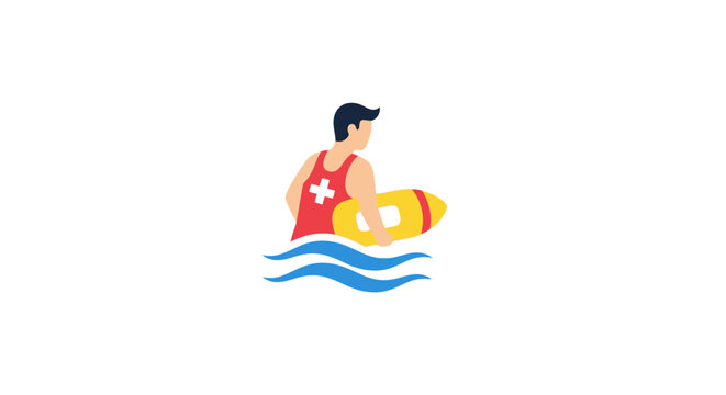 Lifeguard in Water with Float.