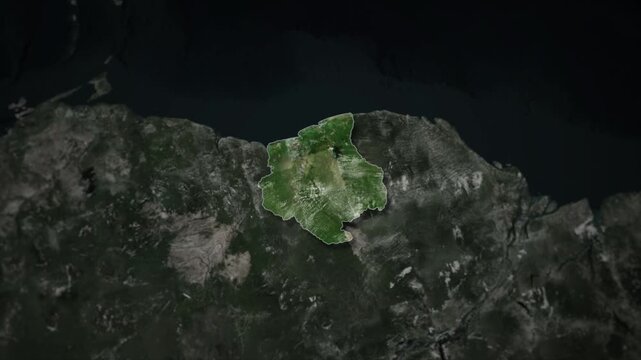 SURINAME Map Animation with White Borders, Digital Country Borders and Light Transition Background