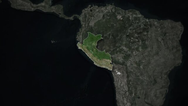 Peru Map Animation with White Borders, Digital Country Borders and Light Transition Background