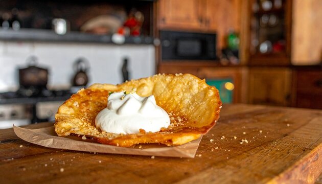 Hungarian L&aacute;ngos with Garlic and Sour Cream