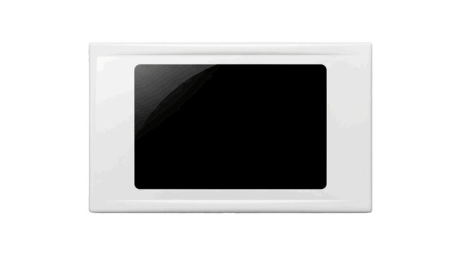 Vector illustration of modern smart home wall control panel with blank black screen on a transparent background