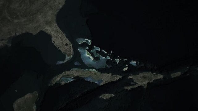 BAHAMAS Map Animation with White Borders, Digital Country Borders and Light Transition Background
