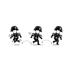 Three animated soldiers running with cannonball trajectories © JubayerStock