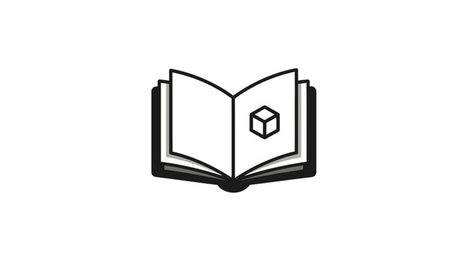 Open Book with Cube Inside.