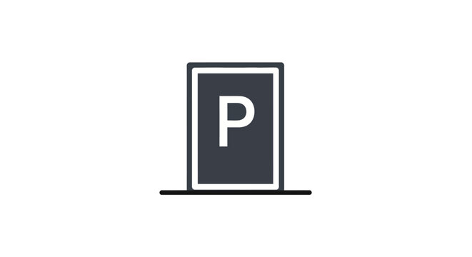 Parking sign with white letter.