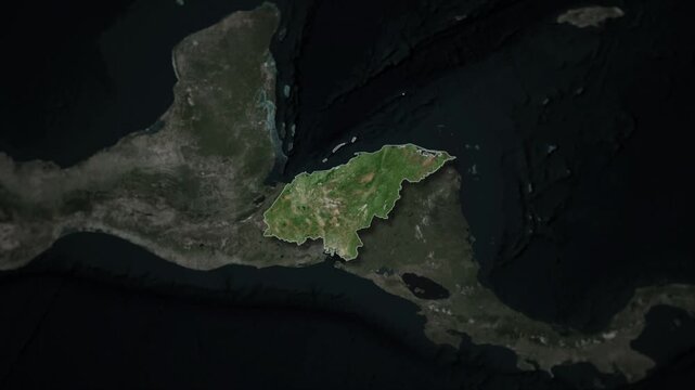 HONDURAS Map Animation with White Borders, Digital Country Borders and Light Transition Background
