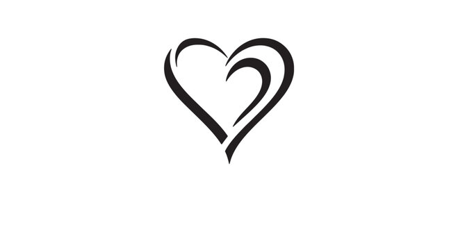 Abstract black heart logo for contributor concept 2026, smooth curved lines, luxury branding style, simple vector design, clean background