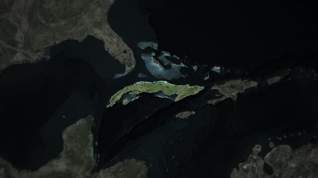 CUBA Map Animation with White Borders, Digital Country Borders and Light Transition Background