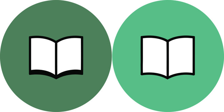 Open book icons displayed on circular green buttons for education and academic study digital interface elements
