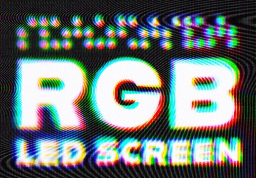RGB LED Screen Text Effect Mockup