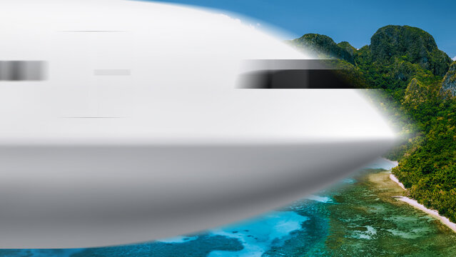 Airplane Transition White Right 4K Alpha Channel &ndash; Flying Plane Animation Transition, Clean White Travel Scene Cut with Transparent Background for Video Editing