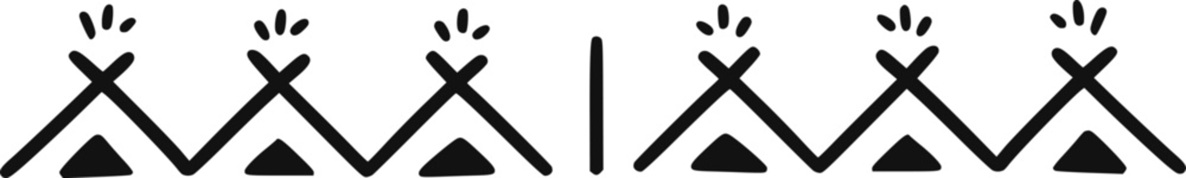 Tribal teepee pattern border isolated on transparent background