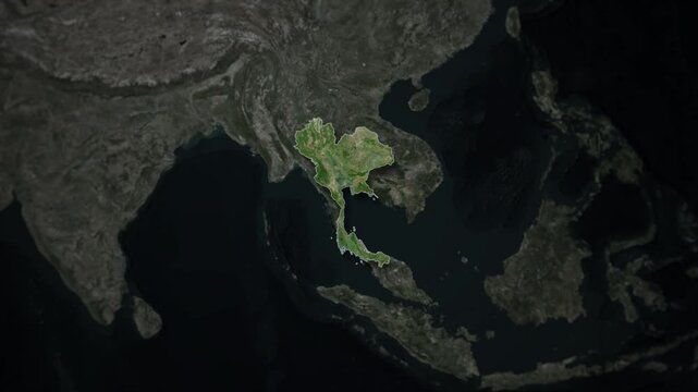 THAILAND Map Animation with White Borders, Digital Country Borders and Light Transition Background
