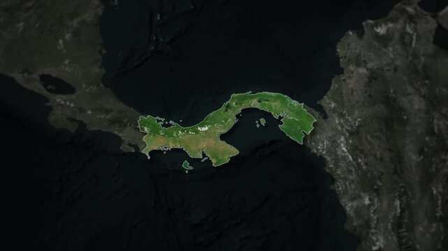 PANAMA Map Animation with White Borders, Digital Country Borders and Light Transition Background