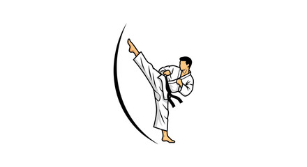 Man in white karate gi kicking. © Muhammad