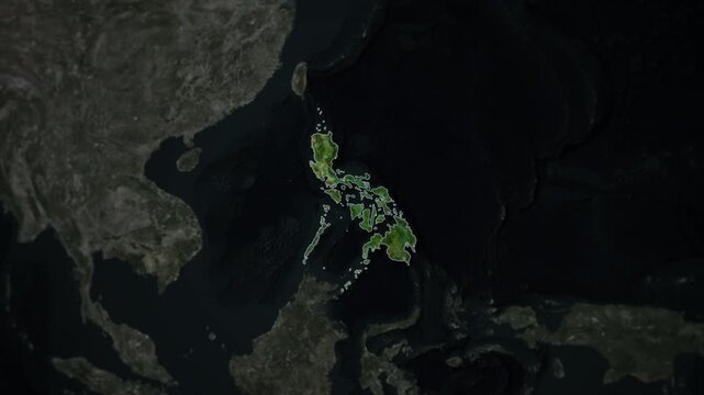 PHILIPPINES Map Animation with White Borders, Digital Country Borders and Light Transition Background