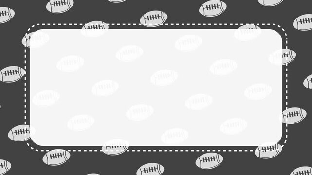 American Football Pattern Background with White Copy Space and Dotted Rounded Frame Animation