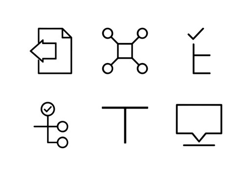 Professional business workflow and process line icon set