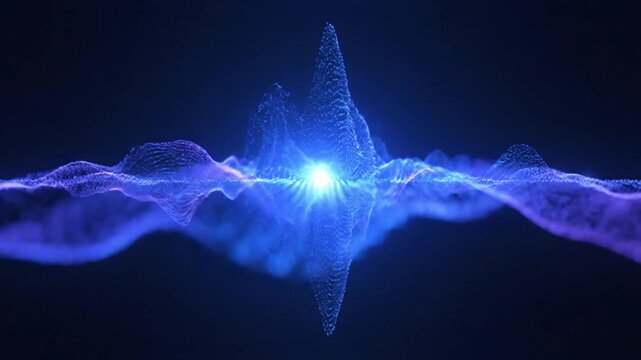 Abstract Blue and Purple Sound Wave Animation on Black Background