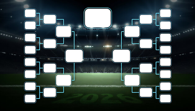 Tournament Bracket Template for Sports Competition in Stadium Background