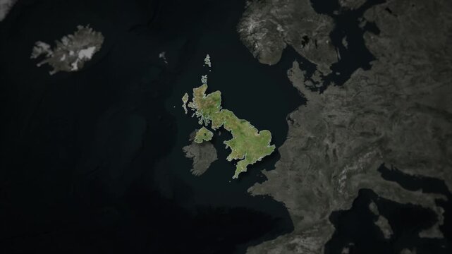 UNITED KINGDOM Map Animation with White Borders, Digital Country Borders and Light Transition Background