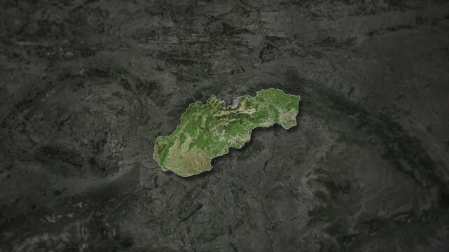SLOVAKIA Map Animation with White Borders, Digital Country Borders and Light Transition Background